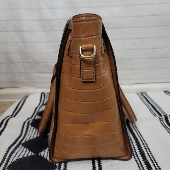 Michael Kors Hamilton Embossed-Leather Satchel in Acorn - Picture 5 of 16